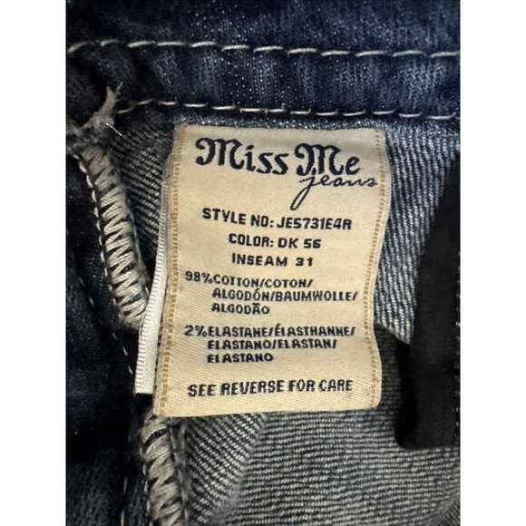 Miss Me Y2K Jeans Bling Rhinestone Back Flap Bootcut MED Wash JE5731E4R Size 31 - Picture 16 of 16